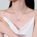 wholesale S925 Sterling Silver Women's Moissanite Necklace with U-Shaped Row Pendant, Simple and Elegant High-End Valentine's Day Gift-0-3