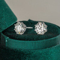 S925 2025 New Six-Prong 11mm Moissanite Stud Earrings-Set with 2CT moissanite  925 silver