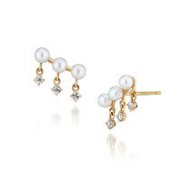 wholesale S925 Gold-Plated Japanese Light Luxury Freshwater Pearl Earrings with Tassel High-Carbon Diamond Dangling Earrings-Natural Freshwater Pearl Earrings 925 Silver