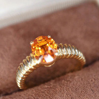wholesale S925 metal whole body ring for women, colorful gemstone accordion ring, INS bright orange-yellow ring, versatile fashion ring, lightweight luxury-BZ0072-Gold>US Size 9