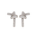 wholesale 925 Sterling Silver Full Diamond Icy Sparkle Knot Earrings for Women, LuxuryDesign Daily Wear Advanced Sense Ear Drops-0-4