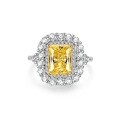 wholesale S925 Sterling Silver Yellow Diamond Ring for Women, Ice Cut Radiant Cut 8A Zircon Engagement Ring, Wedding Banquet European and American Cross-Border-0-7