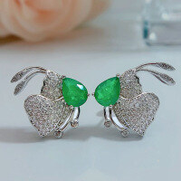 wholesale Silver new imitation emerald 6*8 bee earrings luxury micro-pave inlaid ins women's earrings-E102 Bee Stud Earrings>925 Silver
