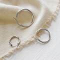 wholesale S925 Sterling Silver HEH368 Korean Style Ear Clasp Earrings, Minimalist Geometric Hollow Circle Hoop Earrings-0-1