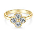 18K Gold Plated 925 Silver D Color Moissanite Four-Leaf Clover Ring-0-3