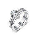wholesale S925 Silver Set Ring, Amazon Best-Selling Moissanite Ring, Silver Double-Layer Engagement Matching Wedding Bands Wholesale-0-4