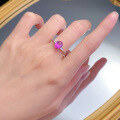 wholesale S925 Silver 6*8mm Oval Pink Crystal Ring for Women, Live Stream Style, Daily Fashion Trendy Wholesale-0-3