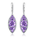 wholesale S925 Silver Luxury Natural Amethyst Gemstone Earrings, Group Setting Design, High-End and Personalized Earrings-0-4