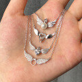 wholesale S925 Sterling Silver Cross-Border Live Streaming Women's Necklace, Unique Design Small Angel Wing Full Diamond Pearl Inlaid Collarbone Chain-0-1
