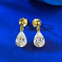 wholesale S925 Metal New Drop Earrings for Women, 7*10 Silver Earrings, Socialite Style Elegant Internet Celebrity Ear Accessories Ear Drops-E596 Gold Teardrop Earrings 925 Silver