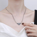 wholesale S925 Sterling Silver Korean Style Ins Trendy Sweet and Cool Y2K Drip Glue Triangle Pendant Link Necklace for Women-0-3