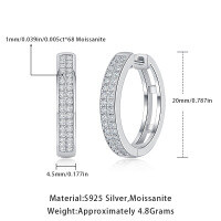 wholesale S925 Sterling Silver Cross-Border Hot-Selling New Moissanite Hoop Earrings, Minimalist and Versatile Women's Moissanite Earrings-Platinum