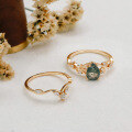 wholesale S925 Silver Plated 14K Gold with Moss Agate/Alexandrite Ring Set, Summer New Collection by Dunli Jewelry-0-1