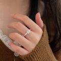 wholesale S925 Sterling Silver Geometric Ballpoint Ring for Women, Small and Niche Fashion Design, New Korean Trendy Style-0-3