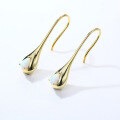 wholesale S925 metal pear-shaped fire synthetic opal earrings, synthetic opal ear studs, Amazon Wish bestseller-0-1