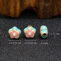 wholesale S925 silver gold-plated enamel five mantra wealth deity through-hole spacer bead bracelet accessory DIY component semi-finished stringing beads-0-2