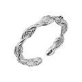 wholesale S925 Sterling Silver Woven Heart Twist Rope Ring with Open-End Design for Stacking, Minimalist Style-0-4