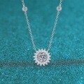 S925 Sterling Silver Moissanite Sunflower Necklace-0-4
