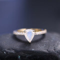 wholesale 9K/10K/14K/18K gold ring set with natural cream blue moonstone, minimalist and lightweight luxury gold ring-0-1