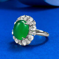 wholesale [925 Silver Plated with High Ice Green Chalcedony 10*12mm Large Cabochon, Elegant Style]-0-1