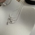 wholesale Metal Material, Maker 925 Pure Silver Forest Style Simple Ins Wind Necklace Small and Exquisite Cherry Bow Pendant Versatile Collarbone Chain-0-2