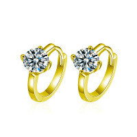 S925 Sterling Silver Moissanite Classic Four-Prong Stud Earrings-Classic four-prong earrings (gold)  1 carat + 1 carat moissanite