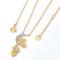 wholesale 925 Silver with White Zircon and K Gold-Plated Maple Leaf Pendant Necklace, Women's Luxury Autumn Winter New Collection-0-4