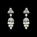 wholesale 925 Silver Gold-Plated Earrings with High-Carbon Diamonds, Pearl, White Cabochon, Exquisite Retro Romantic Floral Jewelry for Women-0-0