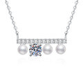 S925 Sterling Silver Moissanite Pearl Necklace-0-3