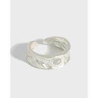 wholesale S925 Sterling Silver JF370 Dongdaemun Silver Ring Trendy Niche Openwork Design Adjustable Ring for Women-Silver [No. 13/Adjustable] Opening adjustable