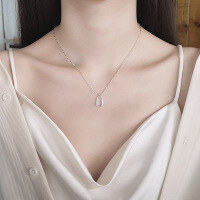 wholesale S925 Sterling Silver Korean Style Internet Celebrity Minimalist Plain Pendant Necklace INS Trendy Commuting Versatile Collarbone Chain-591LH/approx. 3.2g 925 silver