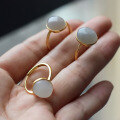 wholesale S925 silver inlaid natural Hetian jade icy lavender cabochon ring, lavender pigeon egg ring-0-2