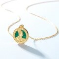 wholesale 925 Silver Gold-Plated Metal New European and American Vintage Coin Portrait Necklace for Women Retro Malachite Pendant Wholesale from Manufacturers-0-2