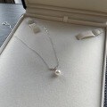 wholesale S925 Sterling Silver Cherry Blossom Smile Style Pearl Pendant Necklace, Light Luxury Niche Single Divine-Grade Collarbone Chain-0-2