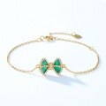 wholesale S925 Sterling Silver New Original Design Geometric Bow Bracelet Retro Malachite Bracelet for Wholesale-0-3