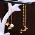 wholesale 925 Silver Romantic Qixi Festival Gift Night Sky Starry Sky Freshwater Pearl Earrings Moon Big Dipper Tassel Ear Threads-0-0
