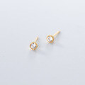 wholesale S925 Sterling Silver Earrings Women Korean Version Minimalist Ins Style Elegant Bezel-Set Round Diamond Elegant Ear Jewelry G6149-0-3