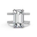 wholesale S925 Sterling Silver French Vintage Ring for Women, High-End Sense Emerald Cut Zirconia Double Ring Design, Fashionable and Versatile Ring-0-5