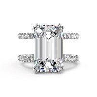 wholesale S925 Sterling Silver French Vintage Ring for Women, High-End Sense Emerald Cut Zirconia Double Ring Design, Fashionable and Versatile Ring-DY120957-SW-WH&gt;No. 7