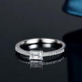 S925 Silver Emerald Moissanite Rectangle Women's Stack Ring-0-2