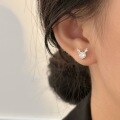 wholesale S999 Sterling Silver "Deer with You" Stone-Inlaid Stud Earrings for Women, Luxurious and Stylish, Versatile and High-End-0-4