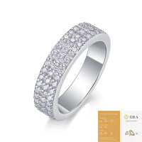 925 Silver 5-Row Full Pave Moissanite Ring for Women, Cross-Border New Luxury Style-R13823 Moissanite 1.5mm*54 beads (with GRA certificate)  US size 5/Hong Kong size 11