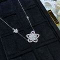 Metal Alloy Double Flower Full-Diamond Hollow Chain Necklace Direct Factory Price-0-1