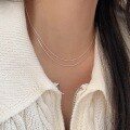wholesale S925 Sterling Silver Minimalist Layered Collarbone Necklace for Women, Small and Exquisite, Light Luxury, Understated Style, Korean Fashion Trend-0-2
