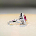 wholesale 925 Sterling Silver Ruby Ring Women's Full Diamond Oval Pigeon Egg Cross Colored Gemstone Wholesale TikTok Live Hot Seller-0-2