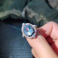 wholesale S925 Sterling Silver Niche Design Ring with Natural Topaz and Multi-Color Gemstones Cross-Border New Style-0-4