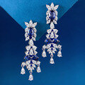 wholesale S925 full silver inlaid with one-carat oval tanzanite diamond, court retro style-0-3