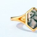 wholesale S925 Silver European and American New Minimalist Geometric Moss Agate Ring Fashion Trend Cross-Border Exclusive-0-4
