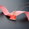 wholesale 925 Sterling Silver Red Envelope Necklace for Women, Fashionable and Luxurious Minimalist Collarbone Chain with Enamel Pendant-0-1