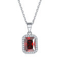 wholesale 925 Sterling Silver Rectangle Zircon Gemstone Crystal Pendant Choker Necklace for Women, Versatile and Ins Niche Style-0-5